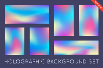 Set of Holographic Trendy Backgrounds. Can be used for Cover, Book, Print, Fashion.