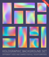 Set of Holographic Trendy Backgrounds. Can be used for Cover, Book, Print, Fashion. - obrazy, fototapety, plakaty
