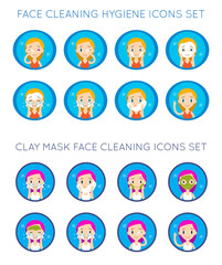 Vector Face Cleaning And Care Actions Illustration Set