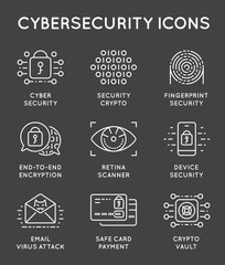 Cyber Security Thin Line icons set. Computer network protection. High Quality Premium outline symbol collection. Stroke vector logo concept.Cybersecurity.