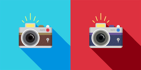 Obraz premium Set of Retro camera in a Flat style. Vector.