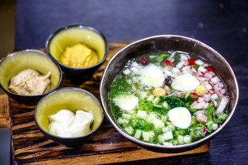 Traditional Russian soup - okroshka.