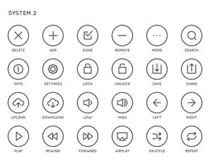 System User Interface (UI) Vector Icon Set. High Quality Minimal Lined Icons for All Purposes.