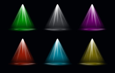 Vector Light Effect Spotlight with Transparent Background Set