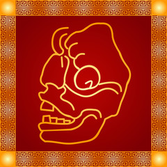Golden symbolic vector ornaments of American native Indians, Aztec and Maya