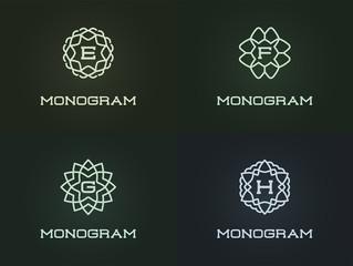 Set of Compact Monogram Design Template with Letter. Vector Illustration Premium Elegant Quality.