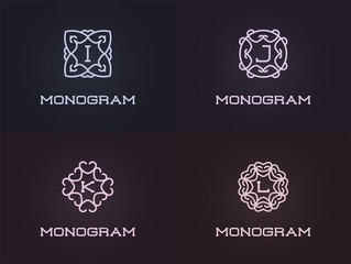 Set of Compact Monogram Design Template with Letter. Vector Illustration Premium Elegant Quality.