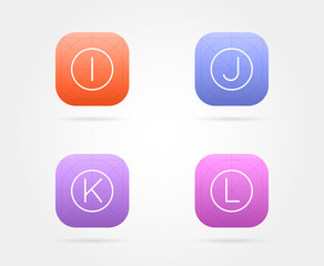 Set of App Icon Template with Guidelines. Vector Fresh Colour