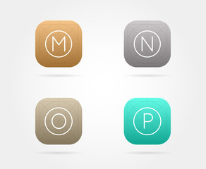 Set of App Icon Template with Guidelines. Vector Fresh Colour