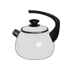 Obraz premium Vector color sketch illustration of kettle