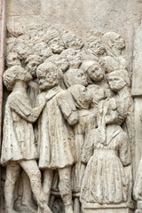 Fototapeta na wymiar Relief on Facade of Sant'Anastasia Church in Verona, Italy.