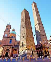 Famous two towers of Bologna, Italy