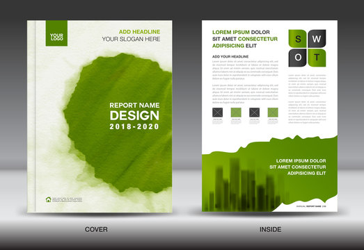 Annual report brochure flyer template, Green cover design, business flyer template, book layout
