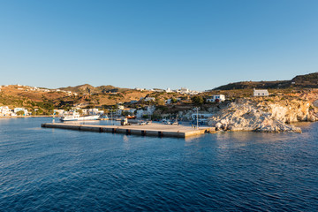 Fototapeta na wymiar Psathi village and the main port of Kimolos island. Cyclades, Greece.