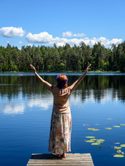 Fototapeta na wymiar young woman enjoying nature