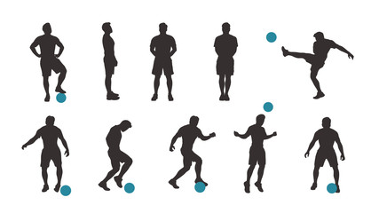 Fototapeta na wymiar soccer player silhouette set