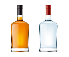 Blank bottles of alcohol drink 