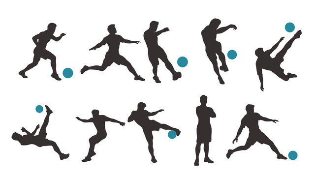 soccer player set silhouette