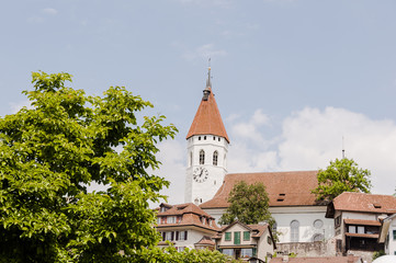 Thun, Stadt, Altstadt, Stadtkirche, Kirche, Kirchturm, Schlossberg, Schloss, Altstadth&auml;user, Thunersee, See, Fr&uuml;hling, Sommer, Schweiz