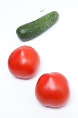 Cucumbers and tomatoes in a vacuum
