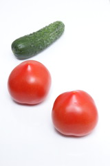 Cucumbers and tomatoes in a vacuum