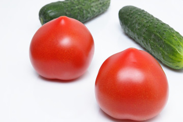 Cucumbers and tomatoes in a vacuum