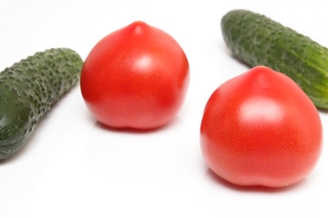 Cucumbers and tomatoes in a vacuum