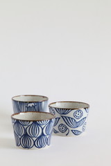 Japanese Colorful Pottery - Bowls (Onion, Lotus, Eggplant)