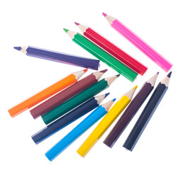 Set of colored pencils on white background for professional or s