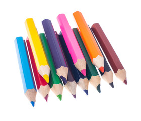 Set of colored pencils on white background for professional or s