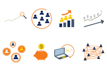 Marketing elements set for creating infographics. Flat design web graphics elements. 