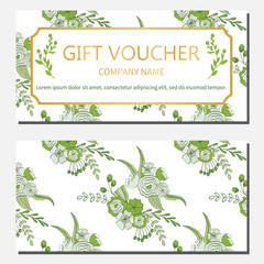 Premium Gift Voucher, gift card. Template for beauty salon, spa, shop, invitation. Vector illustration. - 162942696