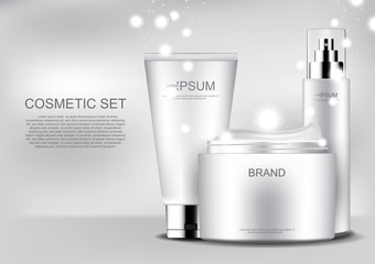 Cosmetic products with snow and template