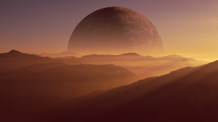 Fototapeta premium mountain range on an alien planet