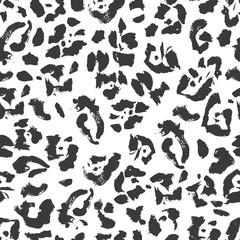 Seamless black and white grunge leopard skin animal pattern vector