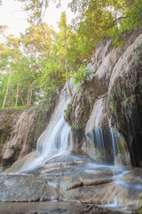 Beautiful landscape of tropical Saiyok waterfall in Kanchanaburi, Thailand