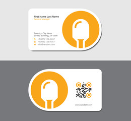 white die cut business card with yellow light bulb