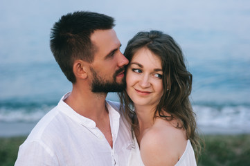 Fototapeta premium couple in love on the beach