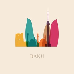Landmark and monument Baku city vector