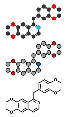 Papaverine opium alkaloid molecule. Used as antispasmodic drug.
