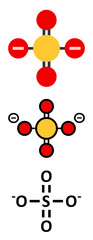 Sulfate anion, chemical structure.