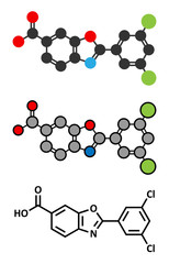 Tafamidis familial amyloid polyneuropathy (FAP) drug molecule.
