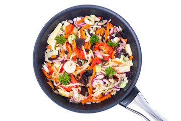 Fried mixed vegetables with mushroom mun, bamboo shoots and soyb