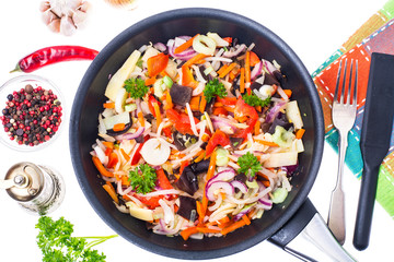 Fried mixed vegetables with mushroom mun, bamboo shoots and soyb
