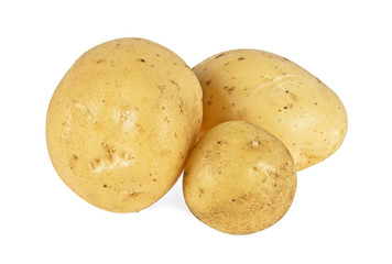 New potato isolated on white background, close up