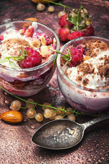 raspberry ice cream in cup