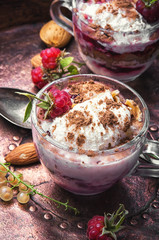 raspberry ice cream in cup