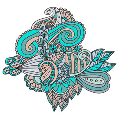 Colorful decorative hand drawn doodle nature ornamental curl vector sketchy pattern.