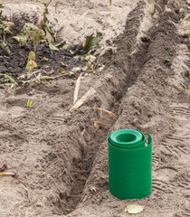 Plastic curb tape on the soil