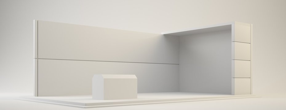 Exhibition stand plain used for mock-ups and branding and Corporate identity.3d illustration